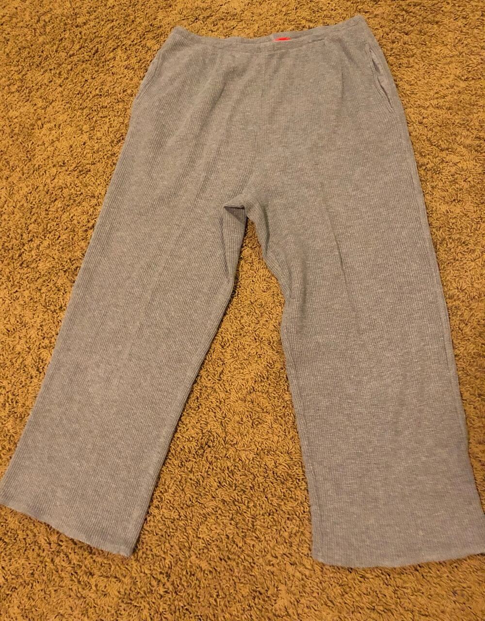 Liz Claiborne Liz Sport wide leg gray thermal cropped pants women's size M P